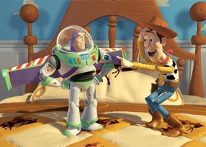 Tom Hanks and Tim Allen as Sheriff Woody and Buzz Lightyear in TOY STORY (Two-Disc Blu-ray/DVD Combo)