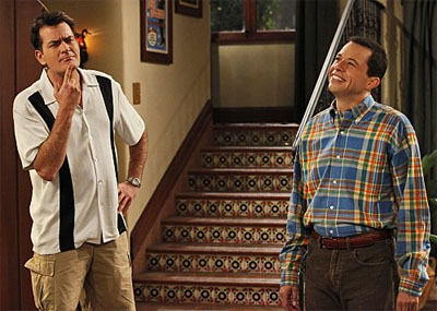 Charlie Sheen and Jon Cryer in *Two and a Half Men: The Complete Eighth Season*